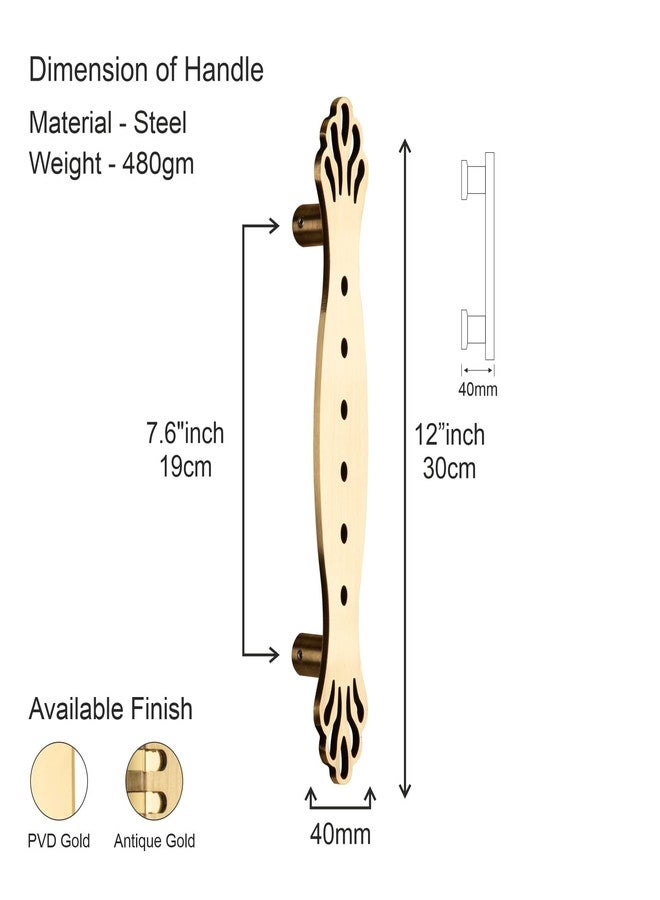 كومباس مقبض باب رئيسي من كومباس | مقابض أبواب للباب الرئيسي | مقابض سحب لجميع أبواب المنزل | المكتب | الفنادق، تشطيب عتيق (PH-108، 12 بوصة) - Image 2